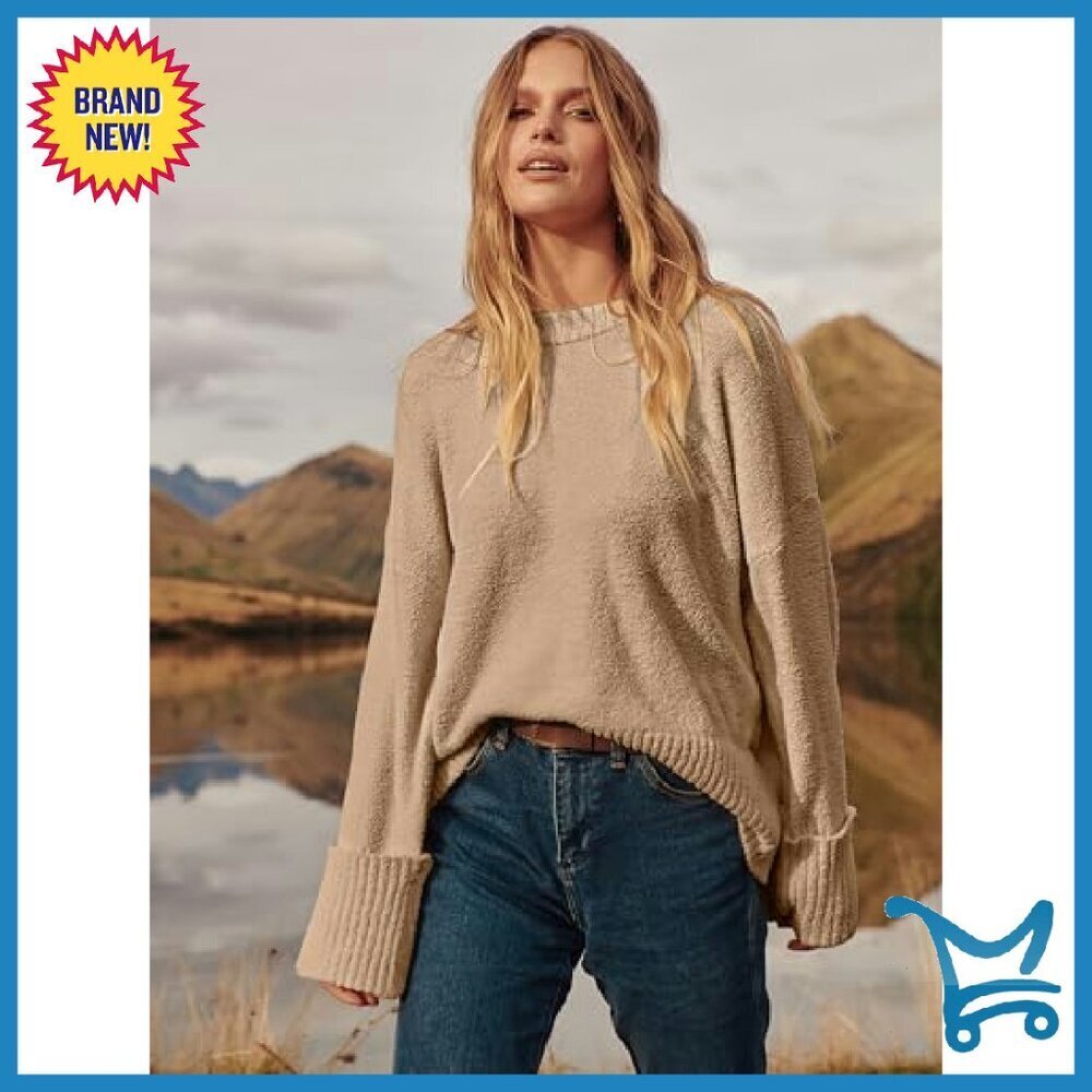 Oversized Fuzzy Knit Pullover Sweater - Chunky Long Sleeve Fall Casual - Picture 7 of 8